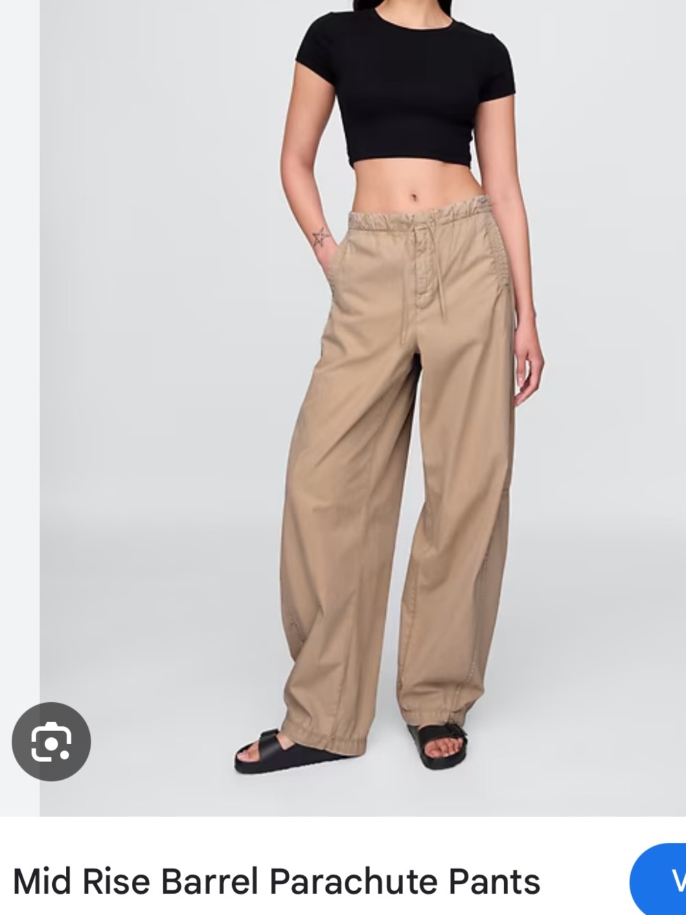 GAP midrise barrel parachute  pants in khaki